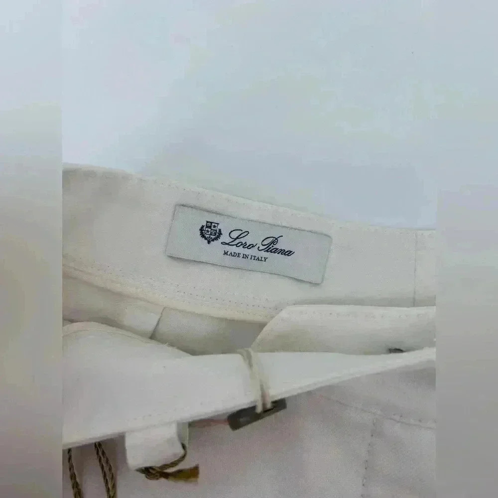 NWT Loro Piana trousers in off white size 44 made in Italy US 10 Missing Buttons - Picture 4 of 14